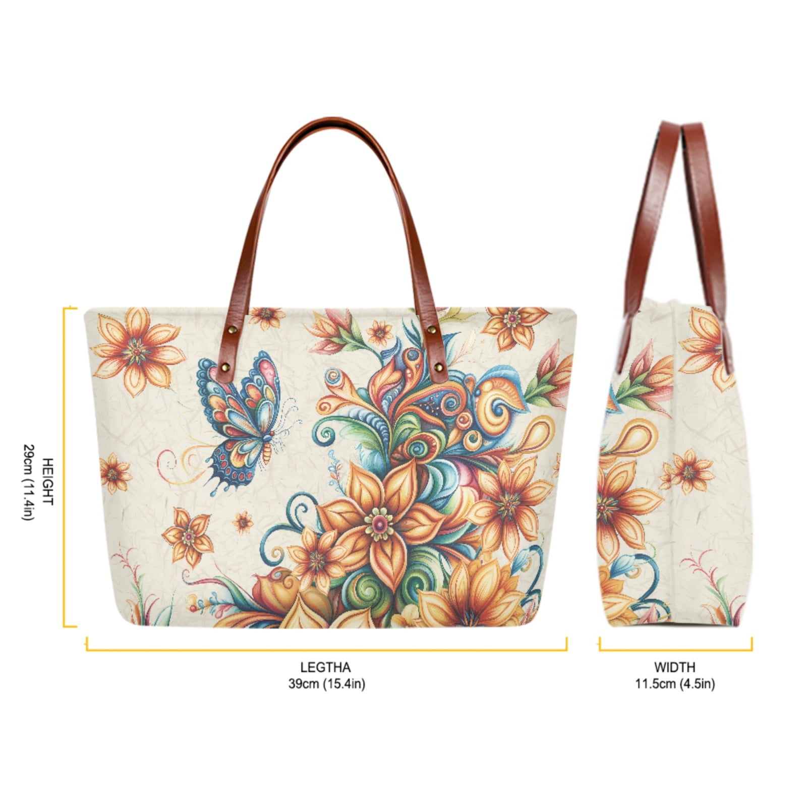 ZUXONGSY Boho Mandala Butterfly Print Top Handle Bag Purses Set of 2 for Women Practicality Handbags Top Handle Satchel Satchel Handbags with Matching Wallet for Shopping Tours