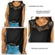 thumbnail image 4 of Camiseta sin mangas de verano para mujer, camiseta informal con cuello redondo, camiseta relajada con encaje floral para la vida diaria, 4 of 4