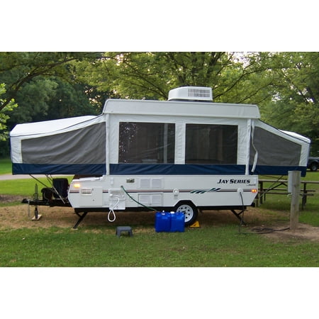 Canvas Print Back side of a Jayco 1006 pop-up camper trailer Stretched Canvas 10 x