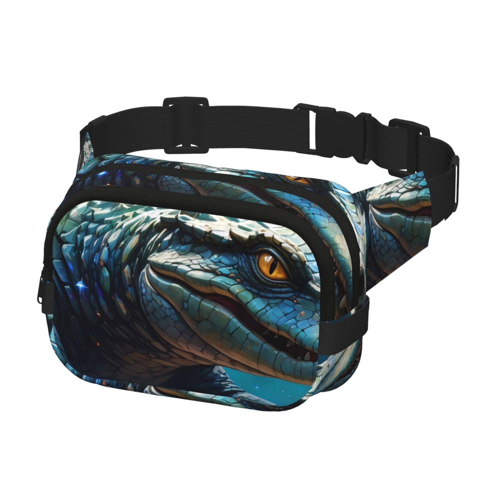 Picia Starry Sky Colorful Crocodile A Print Square Double-Layer Waist Bag Mini Adjustable Waist Belt Bag Exercise Running Travel Hiking