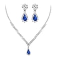thumbnail image 1 of Jewelry Sets For Women, Silver Jewelry Set For Women Rhinestone Crystal Necklace Link, Bangle Drop Bridal Bracelet Earrings, 1 of 8