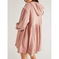 thumbnail image 2 of Mialoley Robe Sweat-Shirt pour Femmes Manches Longues avec Cordon de Serrage Patchwork Dentelle Mini Robe Courte à Capuche, 2 of 5