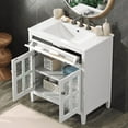 thumbnail image 5 of SDJPOI 30" Bathroom Vanity with Ceramic Sink - Features Adjustable Shelf & Tip-Out Tray Storage, Solid Wood Legs, Silver Knobs & Soft-Close Doors (Faucet Not Included), 5 of 7