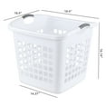 thumbnail image 4 of Lesbin 2 Bushel Square Tall Plastic Laundry Basket, 72 L Large Plastic Hamper with Carry Handle, White, 4 Pack, 4 of 8