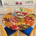 thumbnail image 6 of Autumn Leaves Tablecloth Round Yellow Thanksgiving Day Harvest Festival Fall Waterproof Wipeable Table Cloth Cover Table Pad Cover for Dining Room Fitted 40-44 inch, 6 of 6