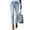 Light Blue, variant on Women's Mid Rise Distressed Straight Leg Jeans with Raw Hem, Classic Blue Denim Casual Pants for Everyday Wear