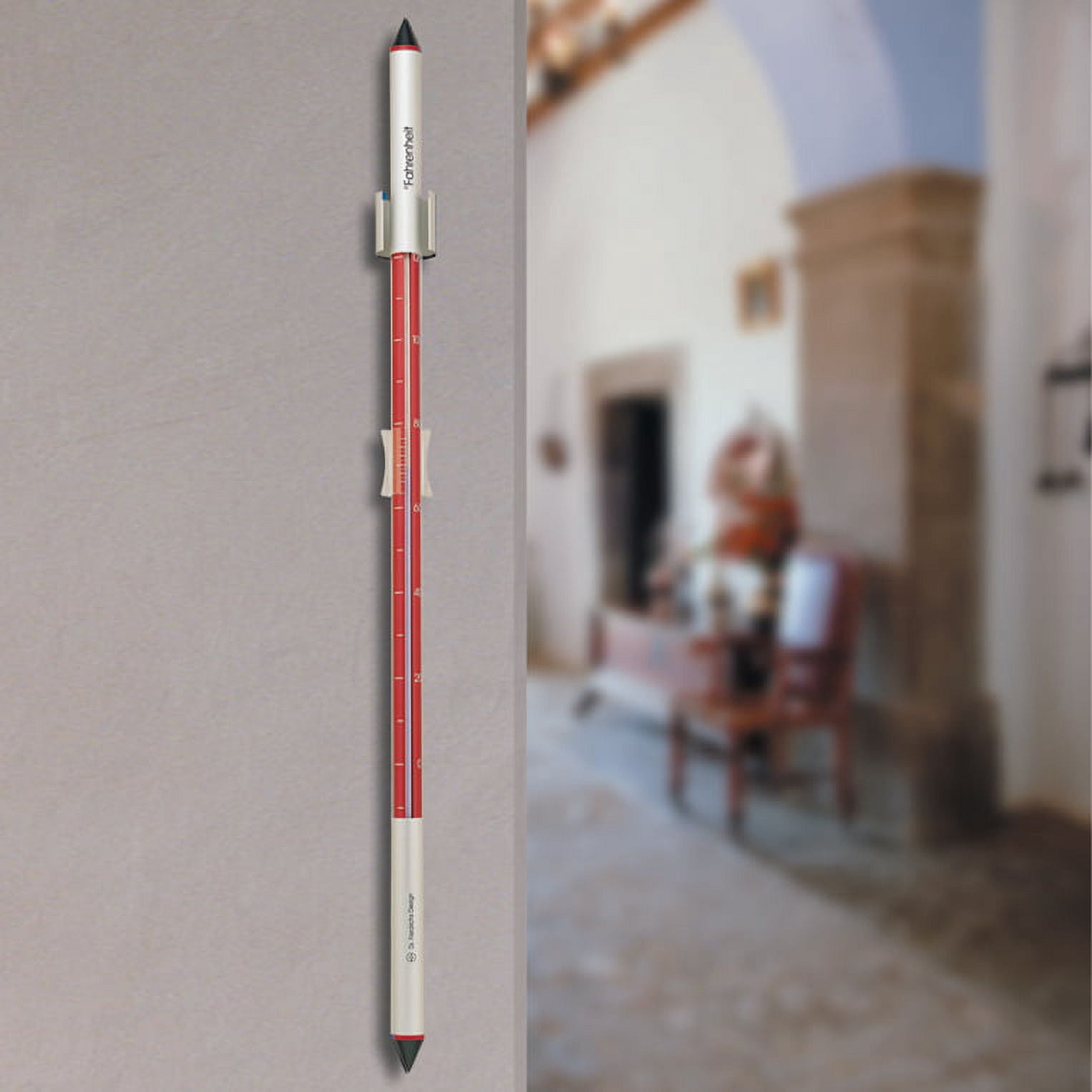 Analog Thermometer Red Anodized Aluminum 34 inch tall