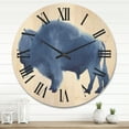 thumbnail image 2 of Designart 'Navy Blue Bison Silhouette On White' Farmhouse Wood Wall Clock, 2 of 5