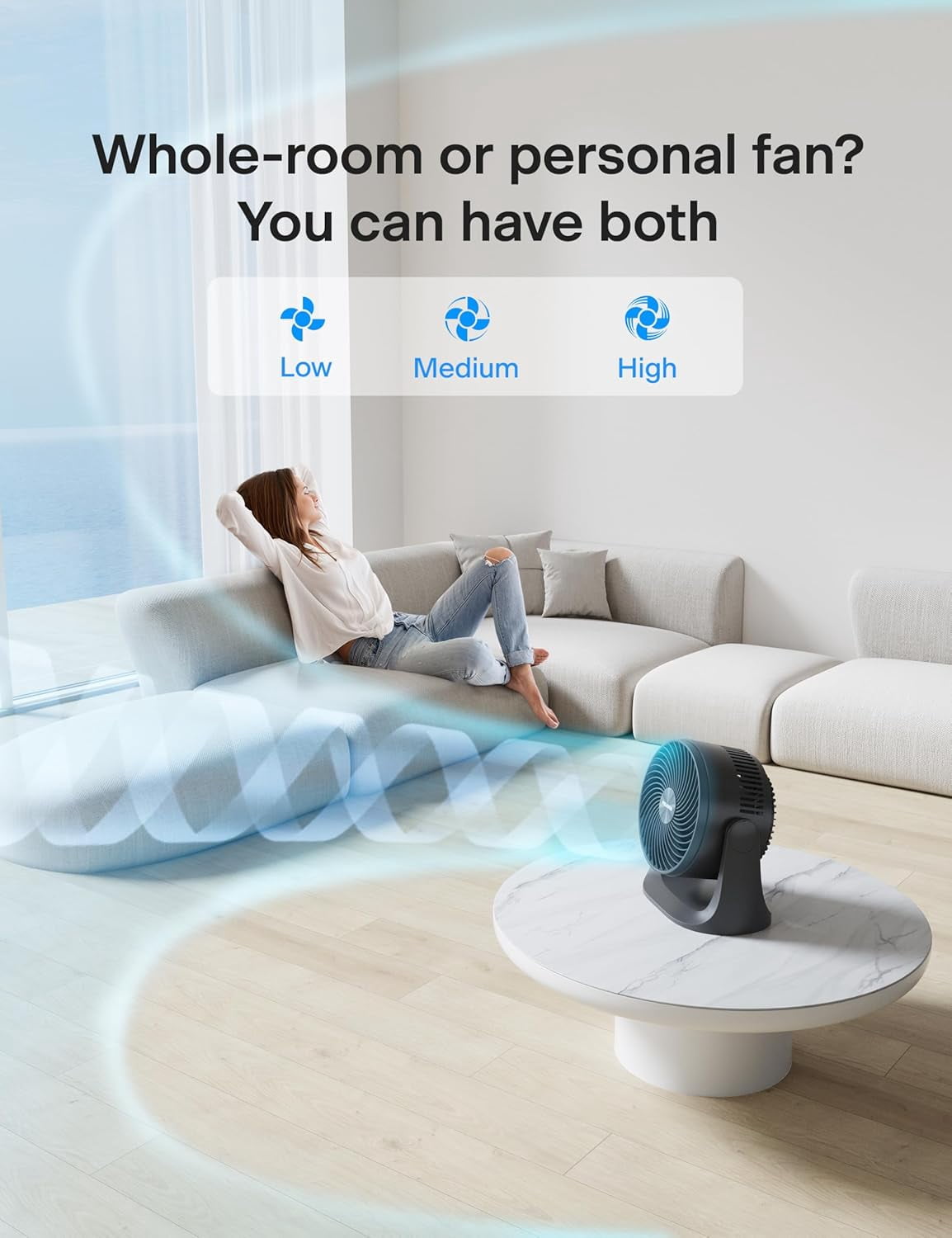 3 Speed Table Fan with -inch Blade, 100° Adjustable Tilt - Quiet  Circulator for Bedroom, Dorm, Office
