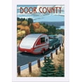 thumbnail image 1 of Door County, Wisconsin - Retro Camper Cruise - Lantern Press Artwork (12x18 Giclee Art Print, Gallery Framed, White Wood), 1 of 1
