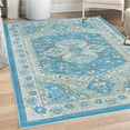 thumbnail image 1 of Ethnic Decorative Rug, Folk Tribal Shapes with Monochrome Design in Grunge Weathered Effects, Quality Carpet for Bedroom Dorm and Living Room, 6 Sizes, Dark Sky Blue, by Ambesonne, 1 of 4