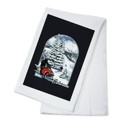 

Colorado Snowmobile Scene Contour (100% Cotton Tea Towel Decorative Hand Towel Kitchen and Home)
