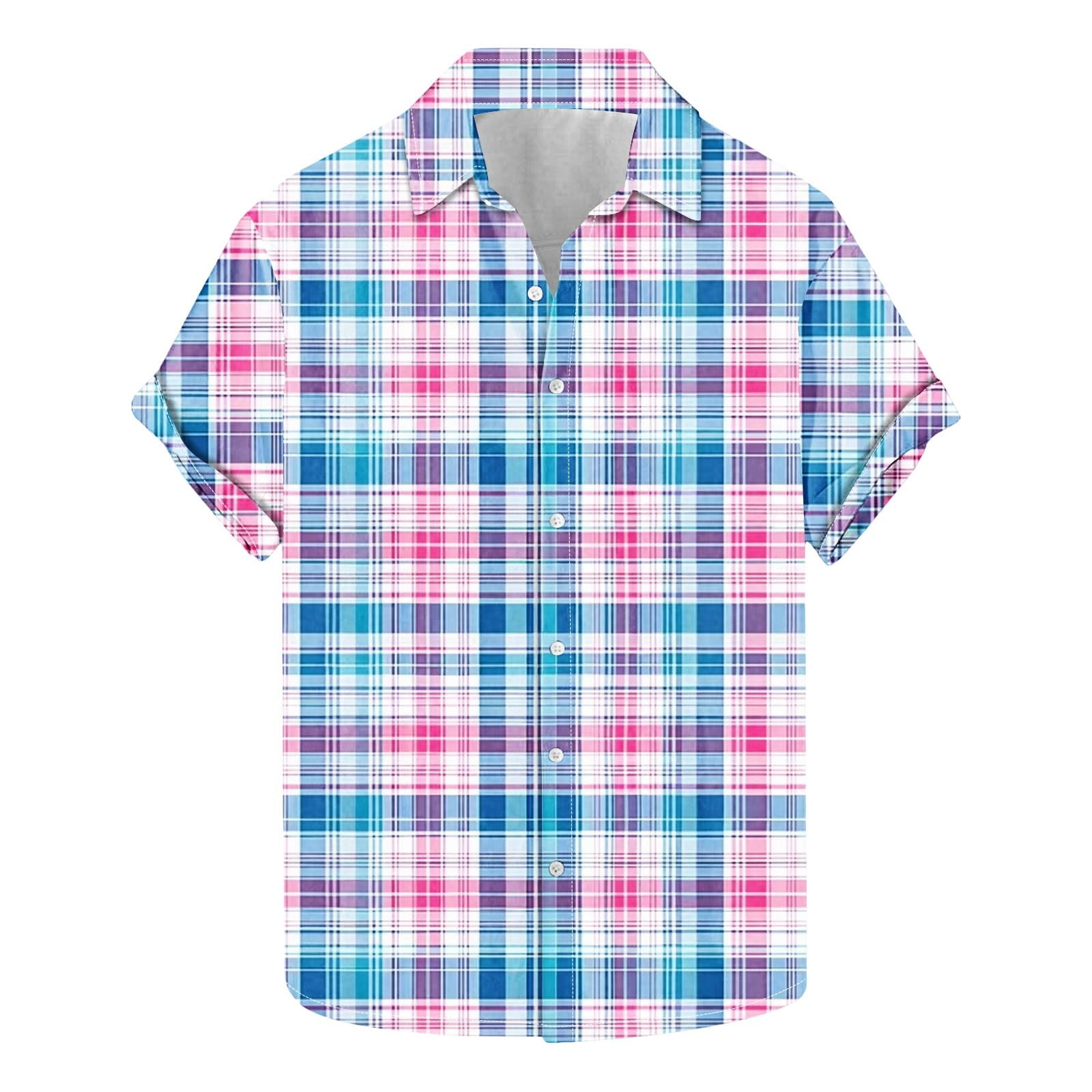Jgppe Men's Button down Shirt Casual Plaid Collared Short Sleeve Shirts Plus Size Summer Tops Work