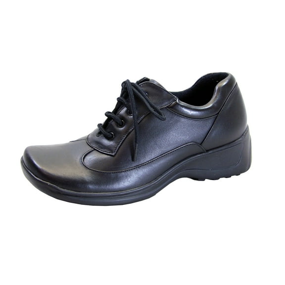 24 HOUR COMFORT Maja Women's Wide Width Leather Oxfords BLACK 8