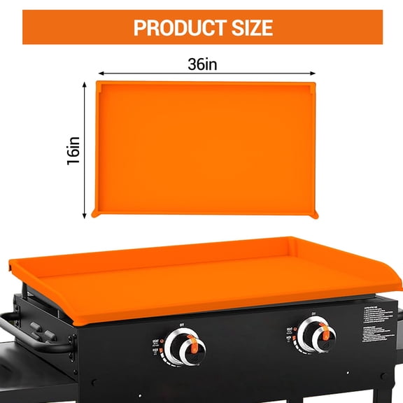 2-Pack Orange Silicone Griddle Cover & Accessories Set - 36 inch Griddle Mat and 16 inch Non-Stick Grill Protector -Thick, Reusable Food-Grade Silicone for Blackstone & Grills - Dirt & Rust Protectio