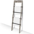 thumbnail image 3 of MyGift Wall-Leaning Rustic Wood and Industrial Black Metal Pipe Towel Rack, 3 of 7