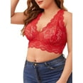 thumbnail image 3 of Keeccty Women Plus Size Strap Solid Halter Elastic Lace Bra Sexy Lingerie Set, 3 of 6
