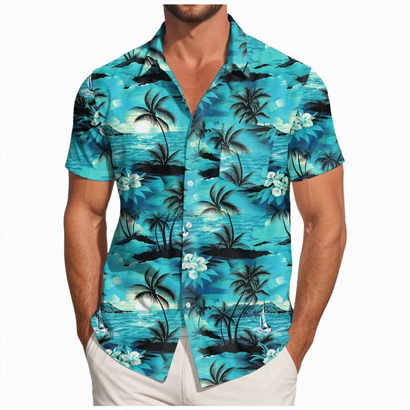 ZHANGDER Men's Hawaiian Shirt Short Sleeve Button Down Shirt Summer Tropical Beach Vacation Shirts