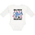 thumbnail image 3 of Inktastic Will you be my Valentine with Cute Shark and Hearts Boys or Girls Long Sleeve Baby Bodysuit, 3 of 5