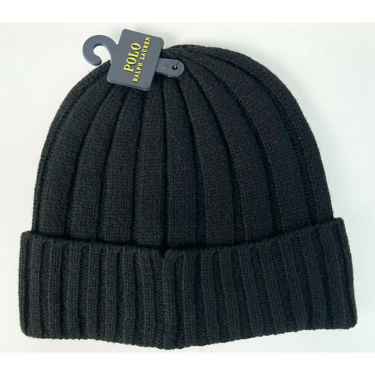 Polo Ralph Lauren Unisex Lambswool Skullie Cap Black Beanie Hat