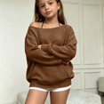 thumbnail image 2 of Girls Ribbed off Shoulder Sweatshirts Oversized Trendy Solid Sweater Kids, 2 of 5
