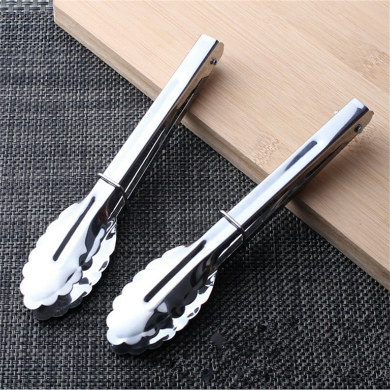 Stainless Steel Utility Food Tongs Kitchen Metal Tongs for Cooking Grilling  Barbecue BBQ and Serving Salad,Easy Clamp 
