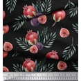 thumbnail image 2 of Soimoi Black Georgette Viscose Fabric Pomegranate & Fig Fruits Printed Fabric 1 Yard 42 Inch Wide, 2 of 3