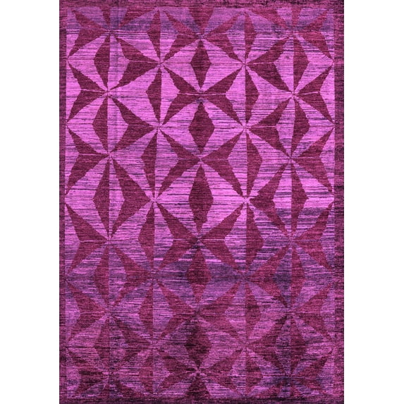 Ahgly Company Indoor Rectangle Abstract Purple Modern Area Rugs, 7' x 10'