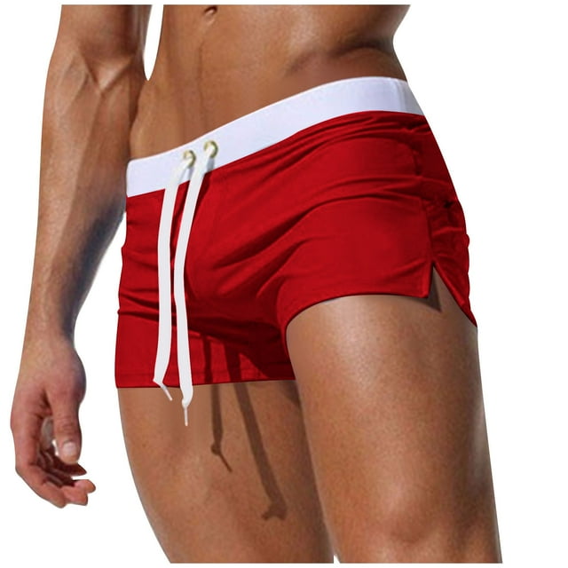Men's Big&Tall Swim Trunks, Mens Swim Trunks Quick Dry Swimwear Bathing Suit Swim Brief Drawstring Elatic 3in Square Leg Board Short S-3XL