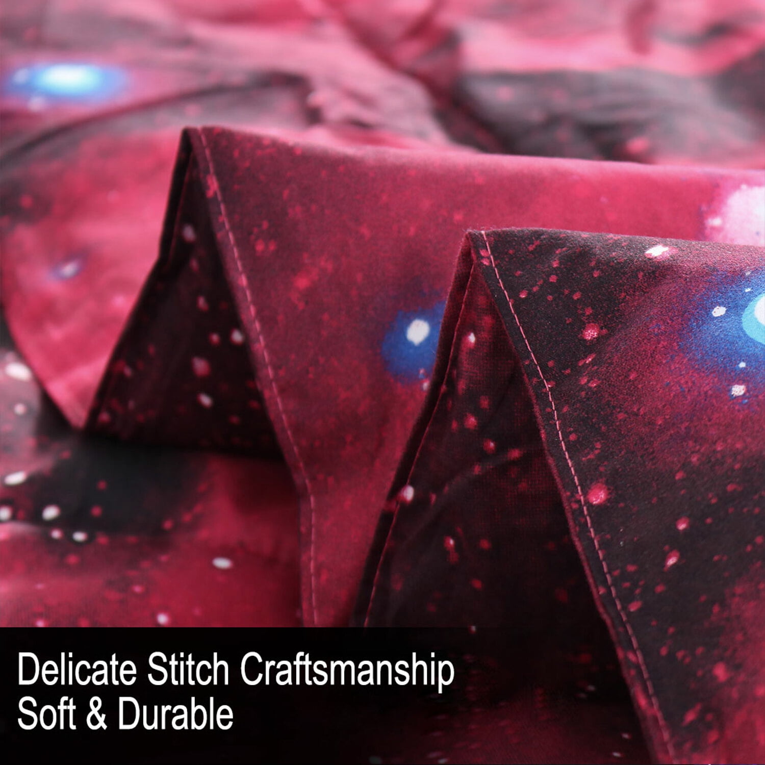 Unique Bargains Twin Size 3Pcs Galaxy Pattern Red  All-season Down Comforter Set