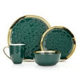 thumbnail image 3 of Stone Lain Florian Porcelain 16-Piece Dinnerware Set, Service for 4, Green and Golden Rim, 3 of 6