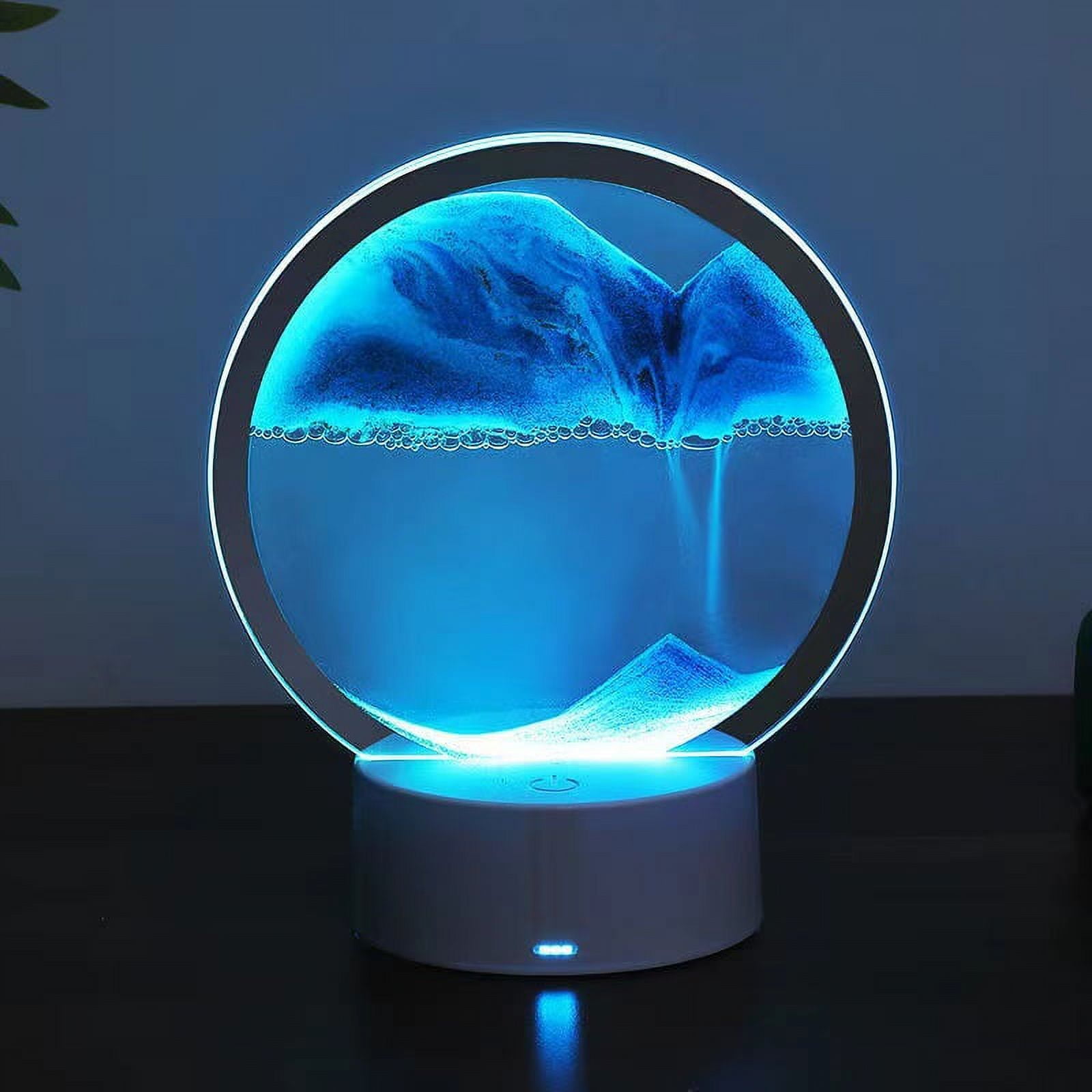 3D Sand Art Liquid Motion, Kinetic Art Quicksand Painting with Led Light Home Office Relaxing Mood Desktop Sandscape Ambient Lighting