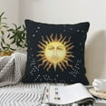 thumbnail image 2 of Velvet Decorative Throw Pillow Covers Set of 2, Soft Square Cushion Cover with Invisible Zipper Horoscope Sun Stars Moon Printing, 20"x20", 2 of 7