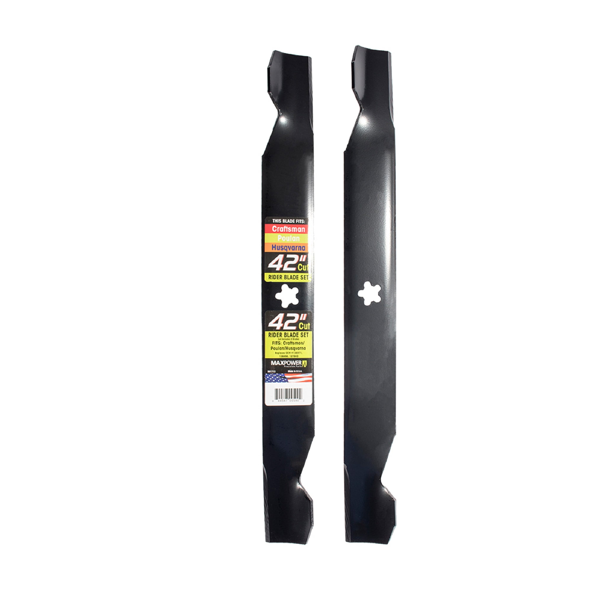 Replaces 138971 and 138498 Maxpower 561713 2-Blade Set for 42-Inch Cut Poulan Husqvarna