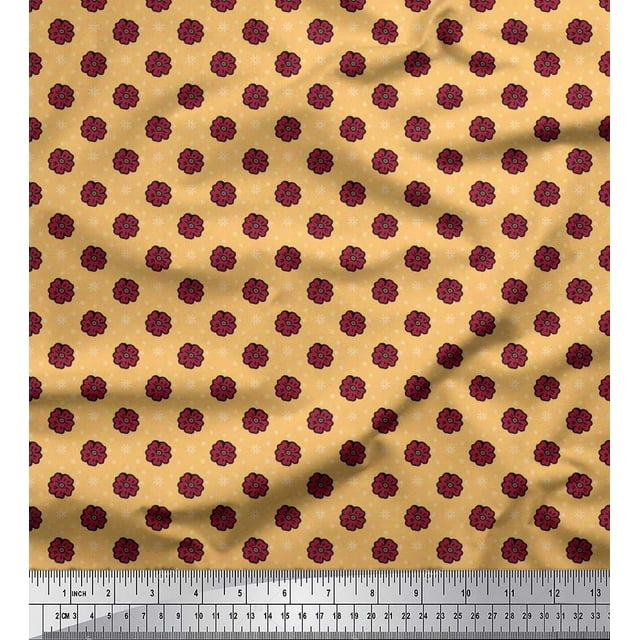 Soimoi Crepe Silk Fabric Artistic Floral Print Fabric by Yard 42 Inch Wide