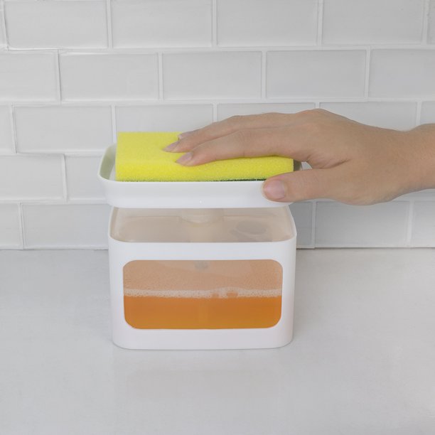 Soap Dispensing Sponge Holder, White