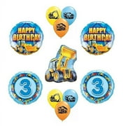 Bull DOZER BullDozer Construction TRUCK 3rd Birthday arty MYLAR and Latex Balloons