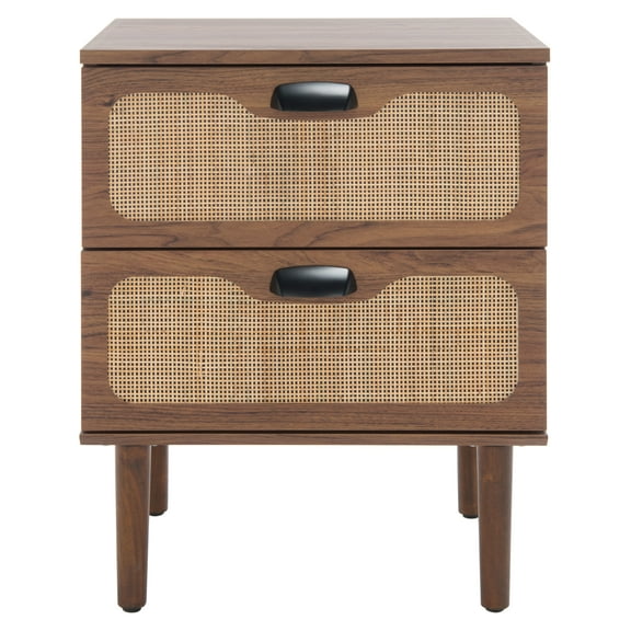 SAFAVIEH Irelia Coastal Style Solid 2 Drawer Nightstand, Walnut