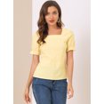 thumbnail image 3 of INSPIRE CHIC INSPIRE CHIC Blouse à Manches Courtes à Encolure Carrée à Carreaux pour Femmes, 3 of 6
