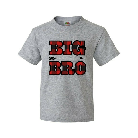 Inktastic Big Bro Buffalo Plaid Brother Youth T-Shirt
