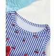 thumbnail image 4 of Kucnuzki 2T Toddler Girls Swimsuit Set 3T Kid Girl Stripped Bathing Suit Ruffle Sleeveless Cherry Bowknot Beach Bikini Tankini Swimwear 2pcs Blue, 4 of 10