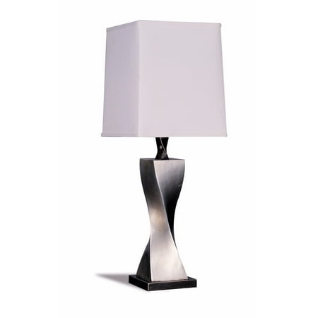 Square Shade Twist Table Lamp White Silver Set Of 2 Com Square Shade Twist Table Lamp White Silver