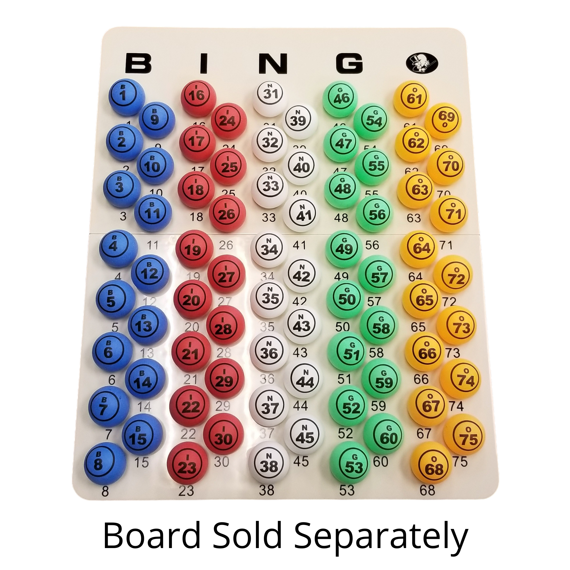 MR CHIPS Professional 1.57” (40 mm) Multi-Color Double Number Bingo Balls - Ping Pong Style Balls for Manual Bingo Cage Only