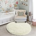 thumbnail image 3 of Nvzi Ivory Round Rug for Bedroom,Fluffy Circle Rug 23.6*23.6in,Shaggy Circular Rug for Nursery Room,Fuzzy Plush Rug for Dorm, 3 of 5
