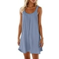 thumbnail image 1 of Vestido holgado con tirantes estilo playa para mujer: vestido de verano ligero y elástico con cuello en V, 1 of 5