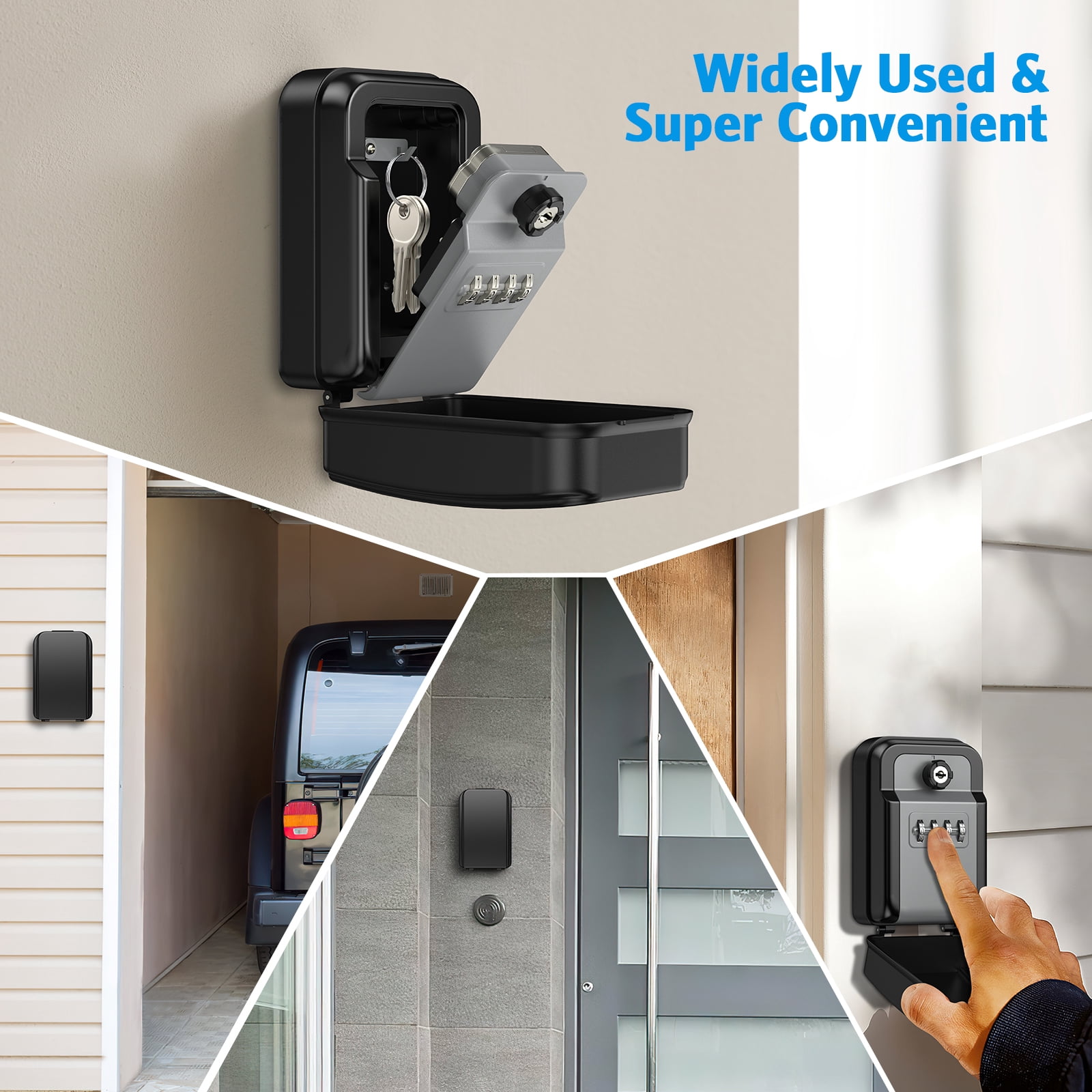 Key Lock Box, AMIR Key Safe Box with Emergency Key 10 Keys Capacity Waterproof Wall Mounted Key Storage Box for Home Warehouse Basement Garage Outdoor