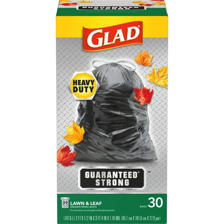 Glad Quick Tie 39 Gallon Drawstring Tall Lawn and Leaf Bag  30 Bags