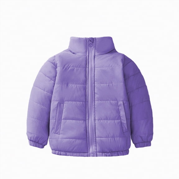 Ccpelsie Winter Toddler Boys' Zip Up Puffer Jacket Kids Parka Coat Winter Fashion Casual Outwear with Pocket for Little Kids Big Kids(Purple,6-7 Years)