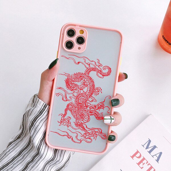 Funda de teléfono de dragón negro para iPhone 11 7 8 Plus X XR XS 12 13 14 Pro MAX Plus SE 2020, Funda trasera dura de Animal a la moda Tan Jianjun unisex