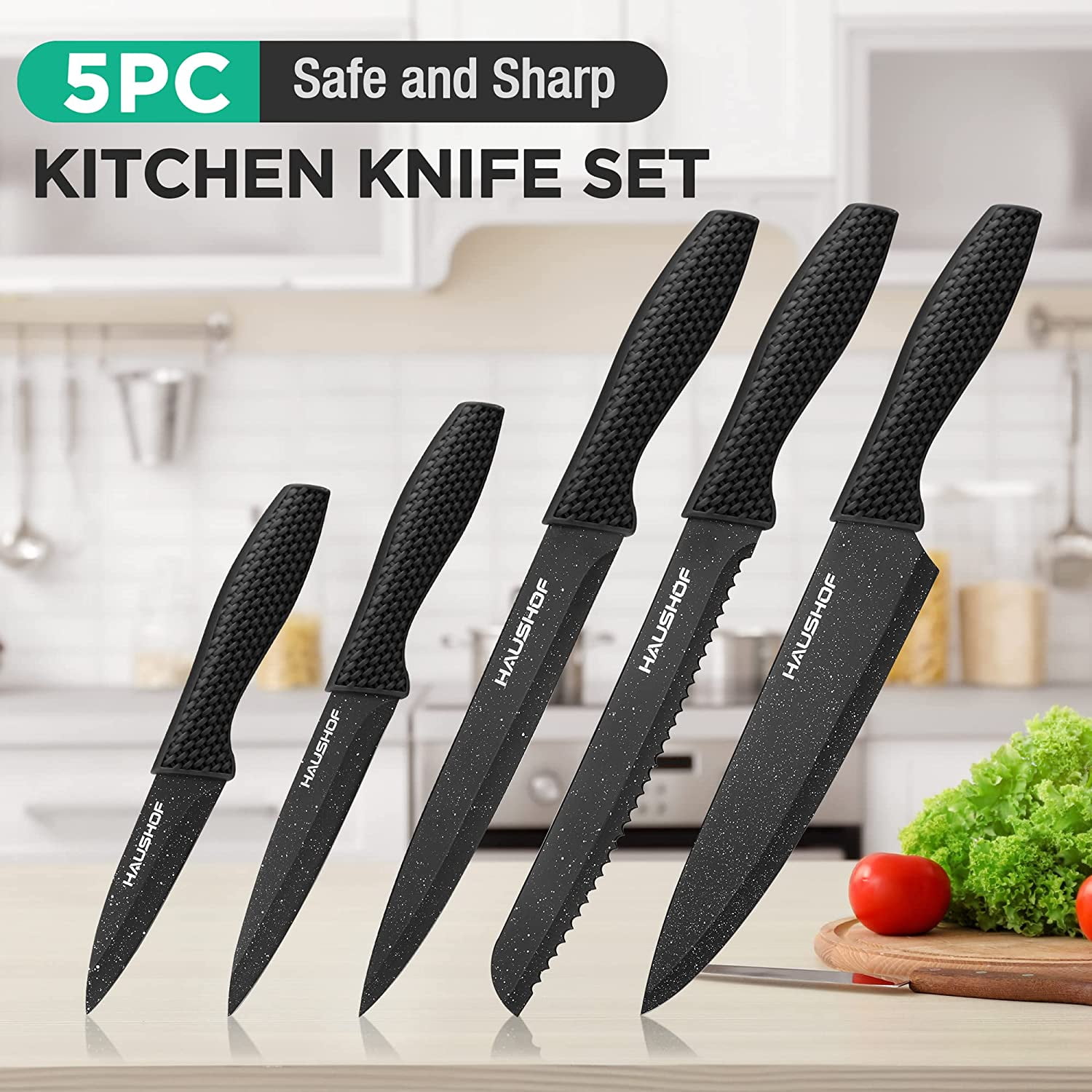 5 Piece Knife Set with Leather Kit for Sale